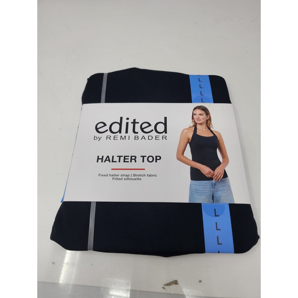Edited by Remi Bader Womens Fitted Halter Top Black Nylon Blend Casual Size L